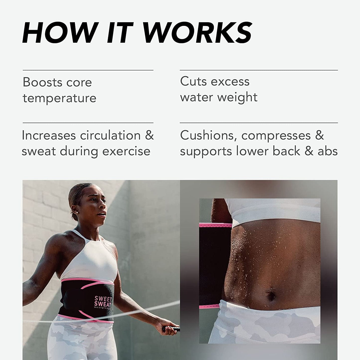 ® Sweet Sweat Waist Trimmer - Premium Sweat Enhancing Fitness Belt for Women & Men - 5 Adjustable Sizes